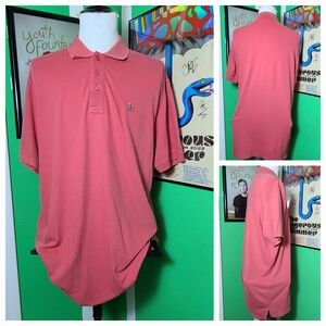 Tori Richard Salmon LARGE Polo Shirt Mens Stretch Cotton Resort Golf Monkey LOGO